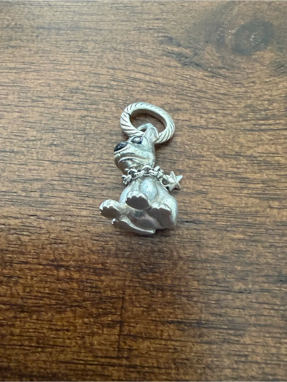Brighton Jewelry Silver Tone DOG Black Hair Eye Charm Pendant Vintage
